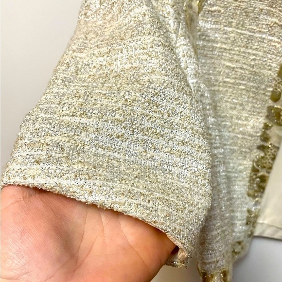 CARMEN Marc Valvo Short Jacket & Coats Cream and Gold, Size 8, NWT - Picture 6 of 10